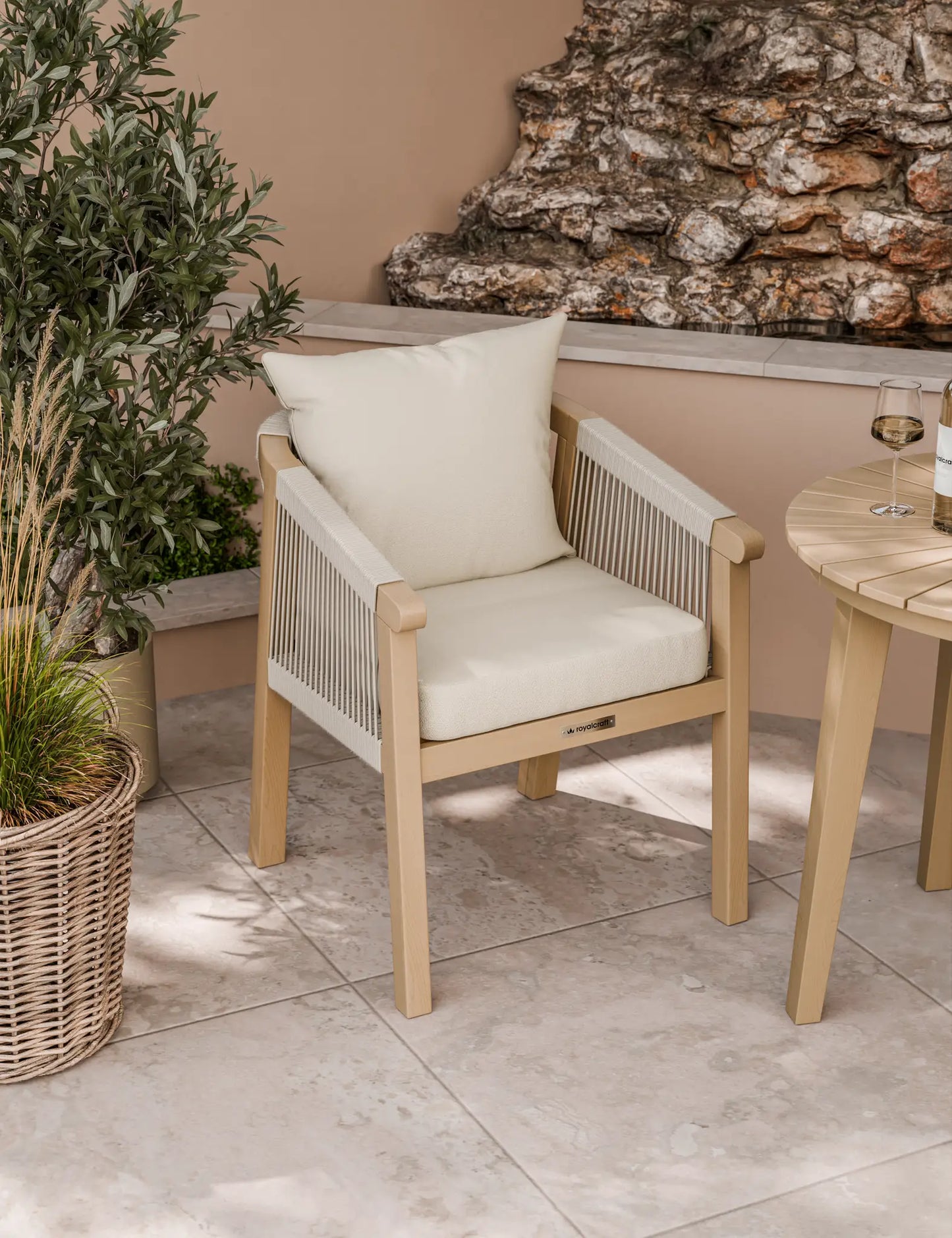 Roma 2 Seater Round Sunray Bistro Set with Roma Dining Chairs