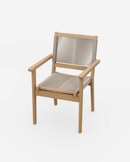 Roma 80cm Round Sunray Bistro Set with Roma Rope Stacking Chairs