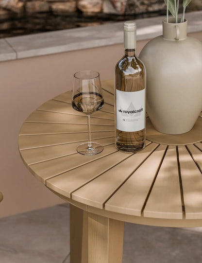 Roma 80cm Round Sunray Bistro Set with Roma Rope Stacking Chairs