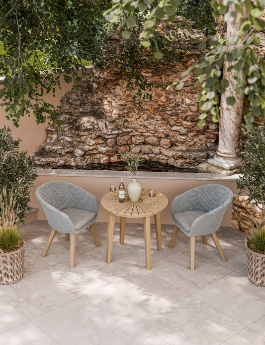 Roma 2 Seater Round Sunray Bistro Set with Sol Dining Chairs