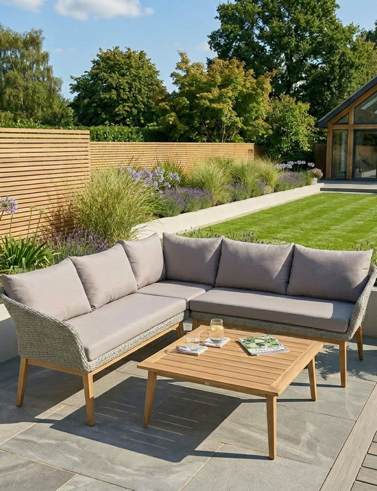 Sol 5 Seater Corner Lounge Set with Square Coffee Table