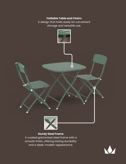 Venice 2 Seater Folding Bistro Set in Moss