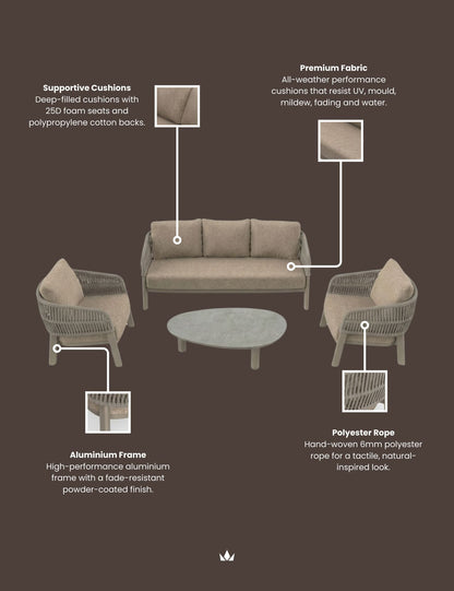 ZURO 5-Seater Lounging Set with Coffee Table